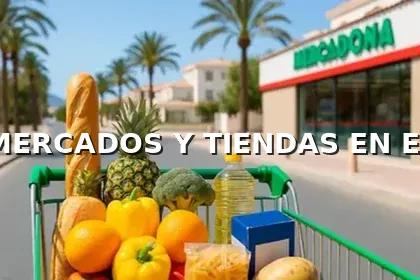 Carrito de supermercado con alimentos frescos frente a un Mercadona en El Albir