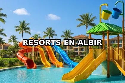 Piscina con toboganes de colores en resort de Albir