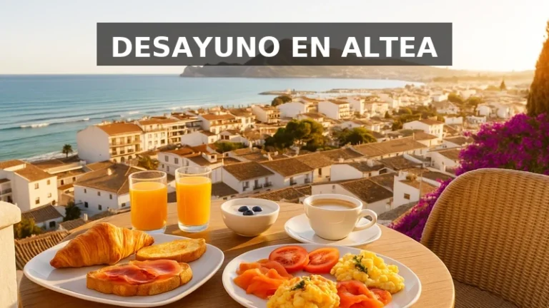 Desayuno en Altea con vistas al Mediterráneo y al casco antiguo desde una terraza