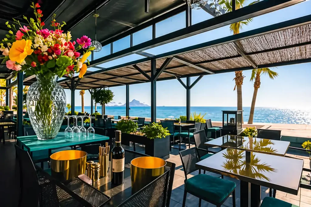 terraza de pub en El Albir con vistas al mar Mediterráneo